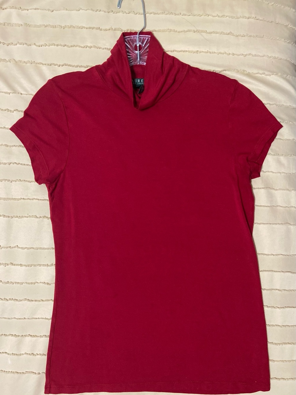 Ralph Lauren Red Short-Sleeve Turtleneck Top
